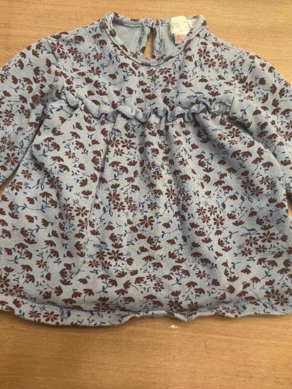 Zara Baby Girl Blue Floral Swing Dress Ditsy Print Long Sleeve 3-6M
